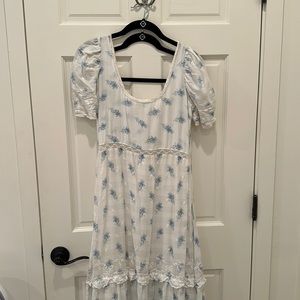LoveShackFancy blue and white maxi dress size 4